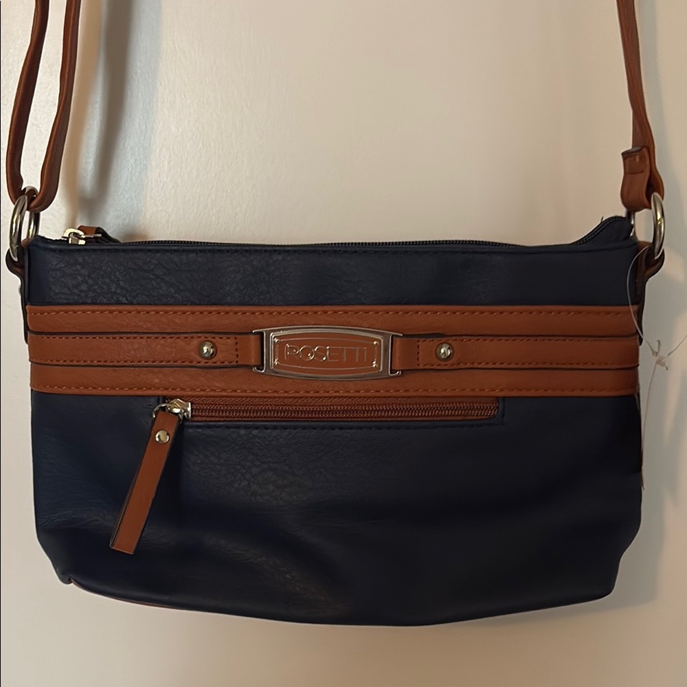 Rosetti Navy and Brown Crossbody Bag